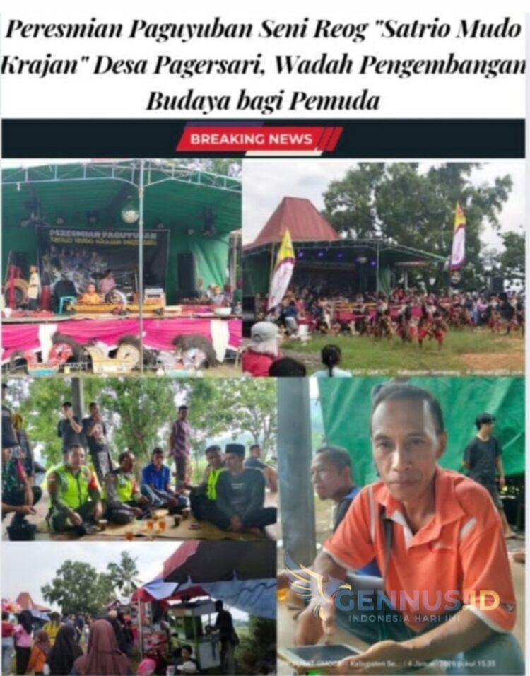 Peresmian Paguyuban Seni Reog “Satrio Mudo Krajan” Desa Pagersari, Wadah Pengembangan Budaya Bagi Pemuda