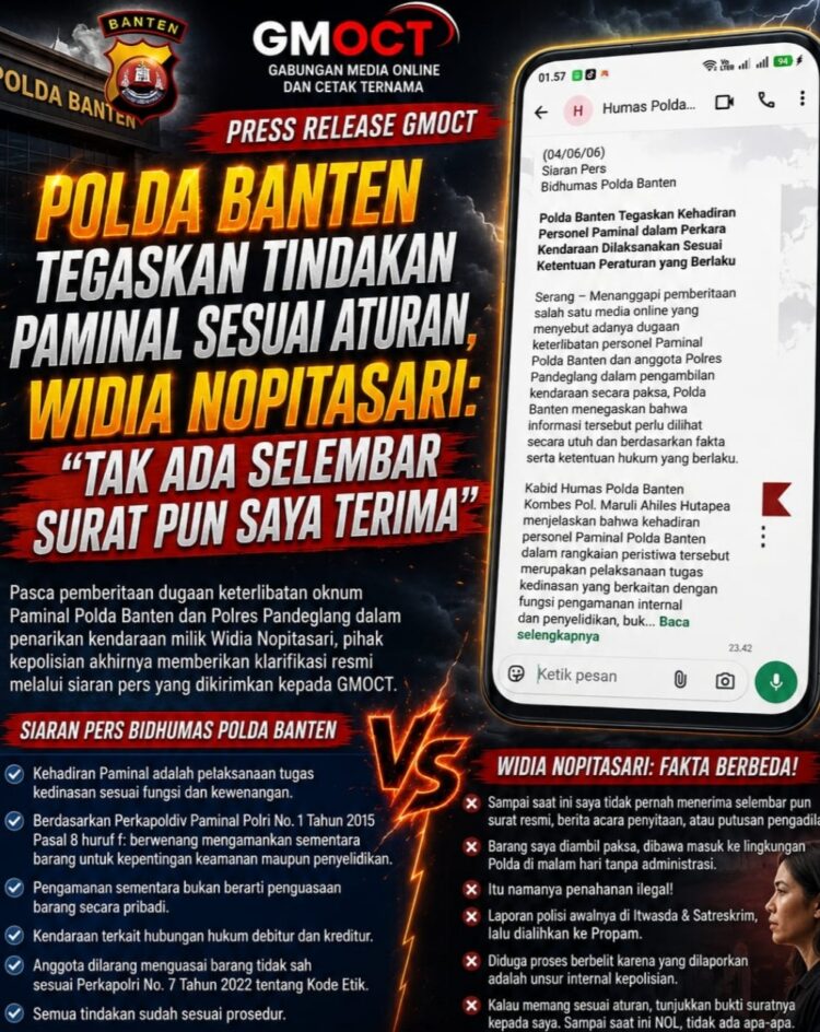 Polda Banten Tegaskan Tindakan Paminal Sesuai Aturan, Widia Nopitasari: Tak Ada Selembar Surat Pun Diterima