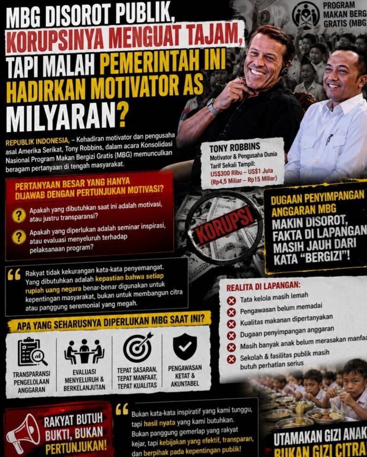 MBG Disorot Publik, Korupsinya Menguat Tajam, Tapi Malah Justru Pemerintah Ini Hadirkan Motivator AS Milyaran?
