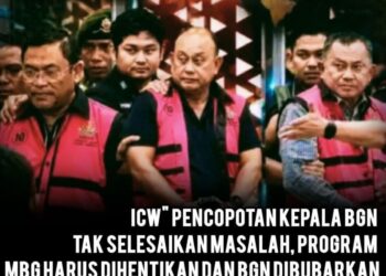 ICW” Pencopotan Kepala BGN Tak Selesaikan Masalah, Program MBG Harus Dihentikan & BGN Dibubarkan