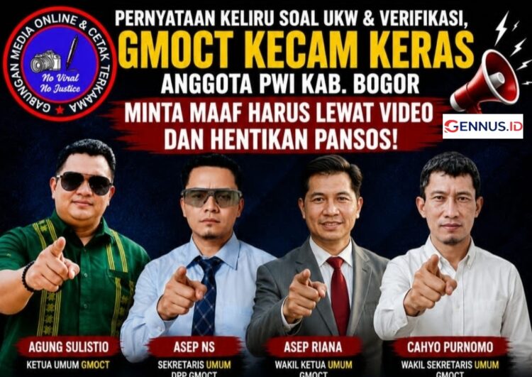 Pernyataan Keliru Soal UKW & Verifikasi, GMOCT Kecam Keras Anggota PWI Kab. Bogor Minta Maaf Harus Lewat Video dan Hentikan Pansos