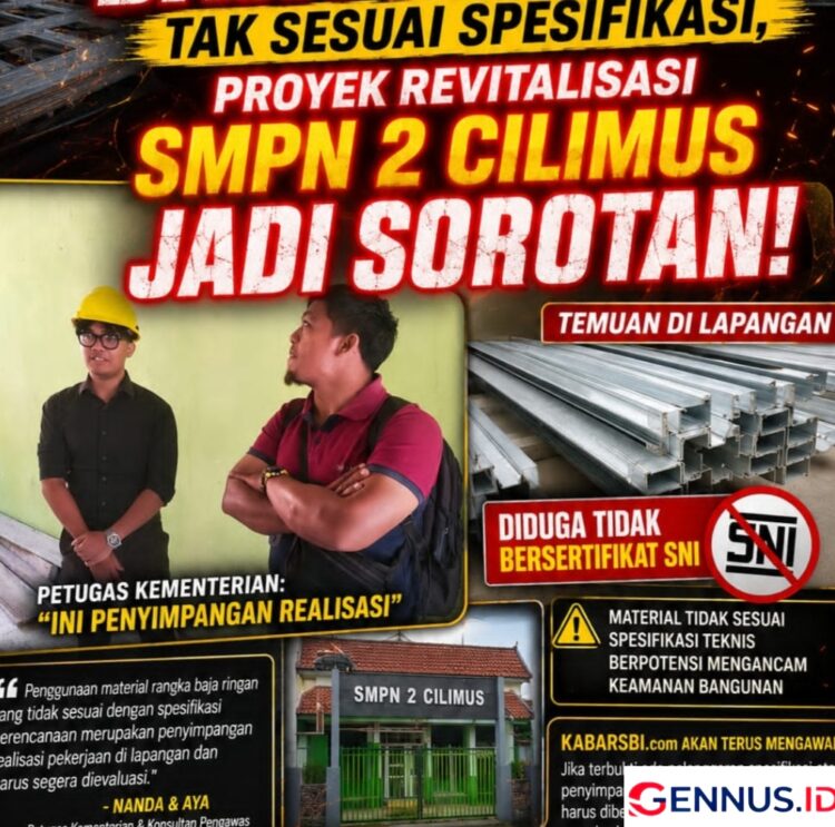 Diduga Gunakan Baja Ringan Tak Sesuai Spesifikasi, Proyek Revitalisasi SMPN 2 Cilimus Jadi Sorotan!