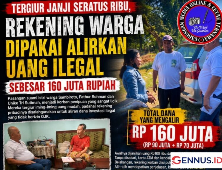 Tergiur Janji Seratus Ribu, Rekening Warga Dipakai Alirkan Uang Ilegal Sebesar 160 Juta Rupiah