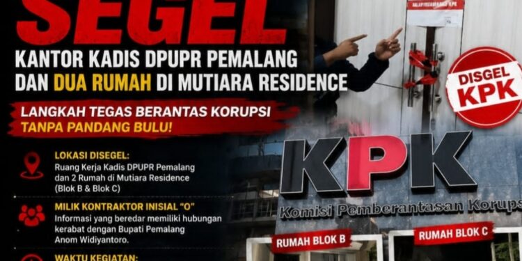 KPK Lakukan Penyegelan Kantor Kadis DPUPR Pemalang dan Dua Rumah di Mutiara Residence
