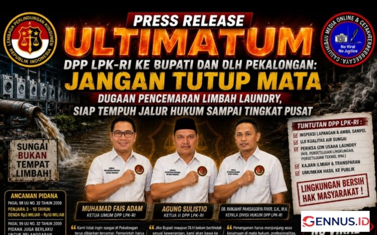 Ultimatum DPP LPK-RI kepada Bupati dan DLH Pekalongan: Jangan Tutup Mata Dugaan Pencemaran Limbah Laundry, Siap Tempuh Jalur Hukum Sampai Tingkat Pusat