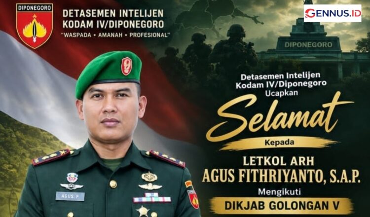 Detasemen Intelijen Kodam IV/Diponegoro Ucapkan Selamat kepada Letkol Arh Agus Fithriyanto, S.A.P., Mengikuti Pendidikan Jabatan Golongan V