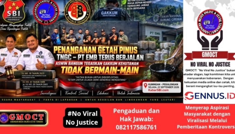 Penanganan Getah Pinus TNGC–PT EMB Terus Berjalan, Aswin Bangun Tegaskan Gakkum Kehutanan Tidak Bermain-main
